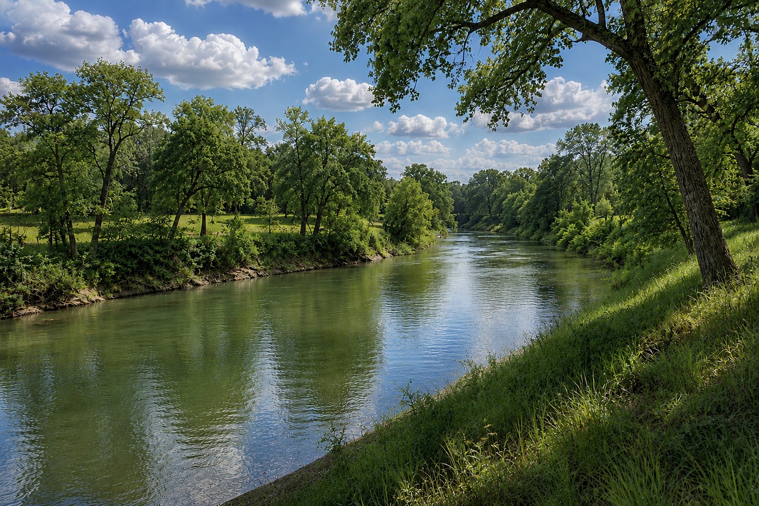 Aerial — San Marcos River bend through the ranch